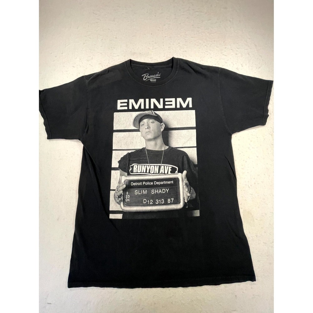 Bravado Eminem Arrest T Shirt‎ Mens Large Black Cotton Graphic Print Crew Neck